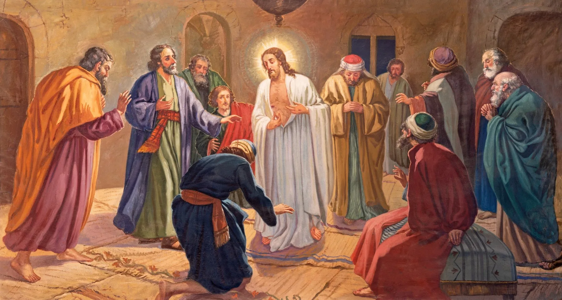 Valencia Spain Painting Thomas Worships Lord God