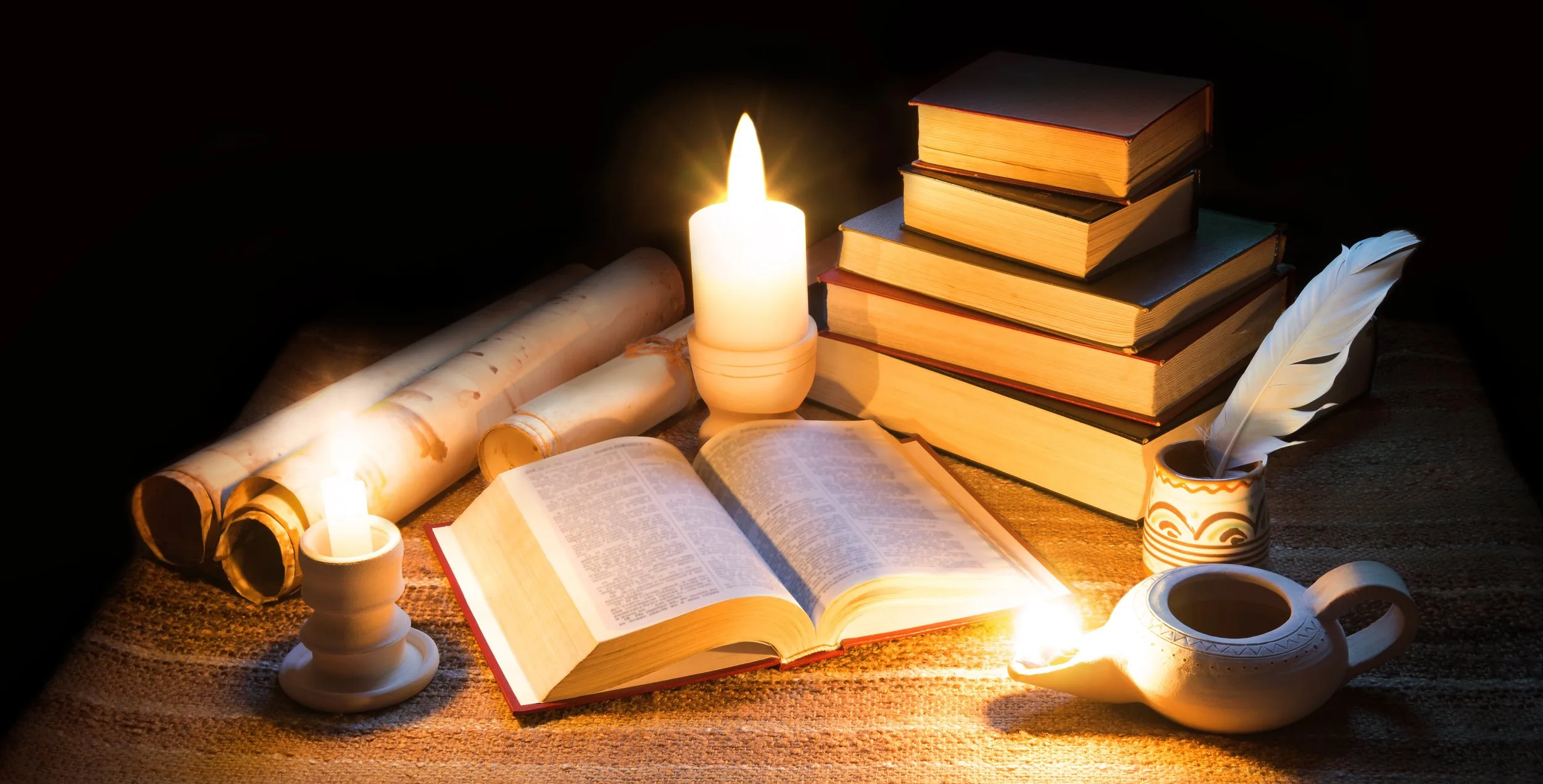 Bible illuminated by warm light