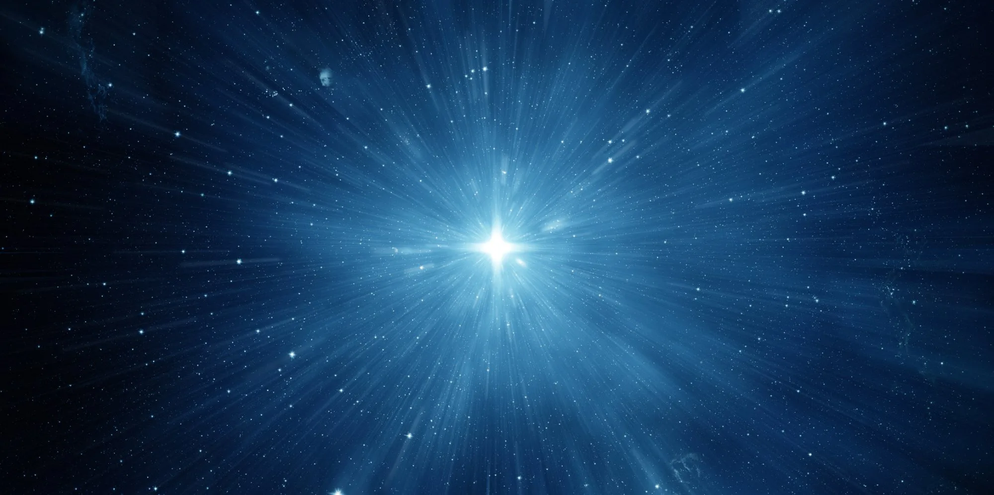 Bright blue star in deep space