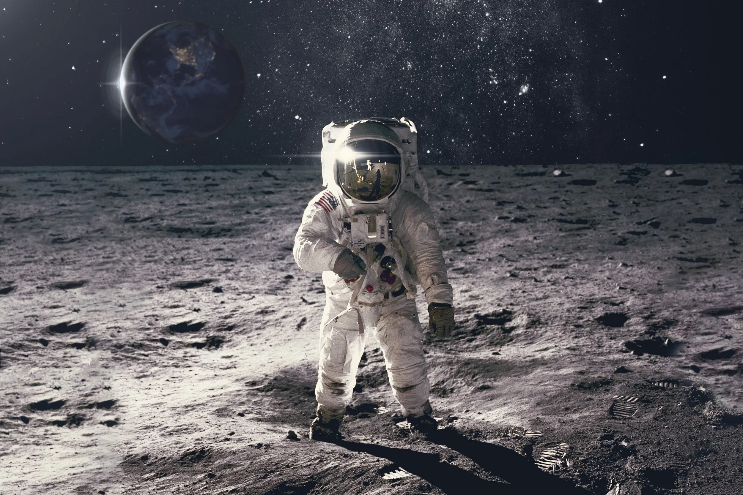 Astronaut standing on the moon