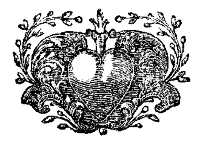 Heart-shaped ornament with floral details